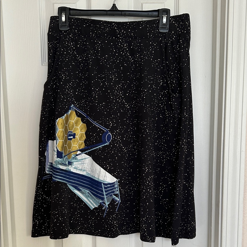 Svaha L Celestial Black A-Line Skirt Hubble telescope 100% organic cotton